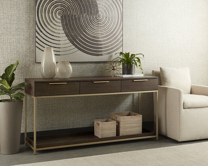 Rebel Console Table With Drawers - Gold - Charcoal Grey