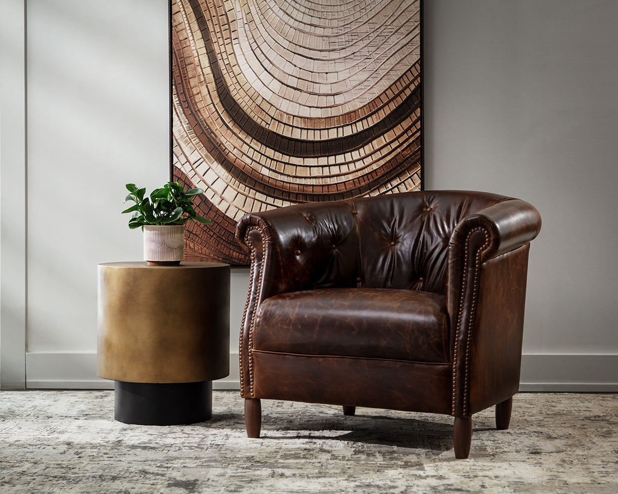 Bernaby End Table - Antique Brass