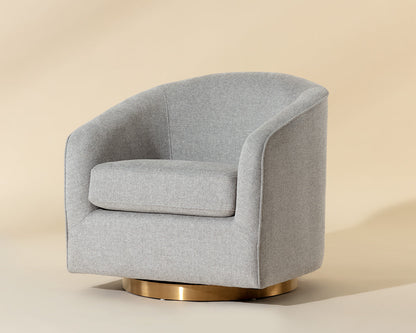 Hazel Swivel Lounge Chair - Gold - Belfast Heather Grey