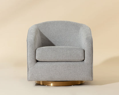 Hazel Swivel Lounge Chair - Gold - Belfast Heather Grey