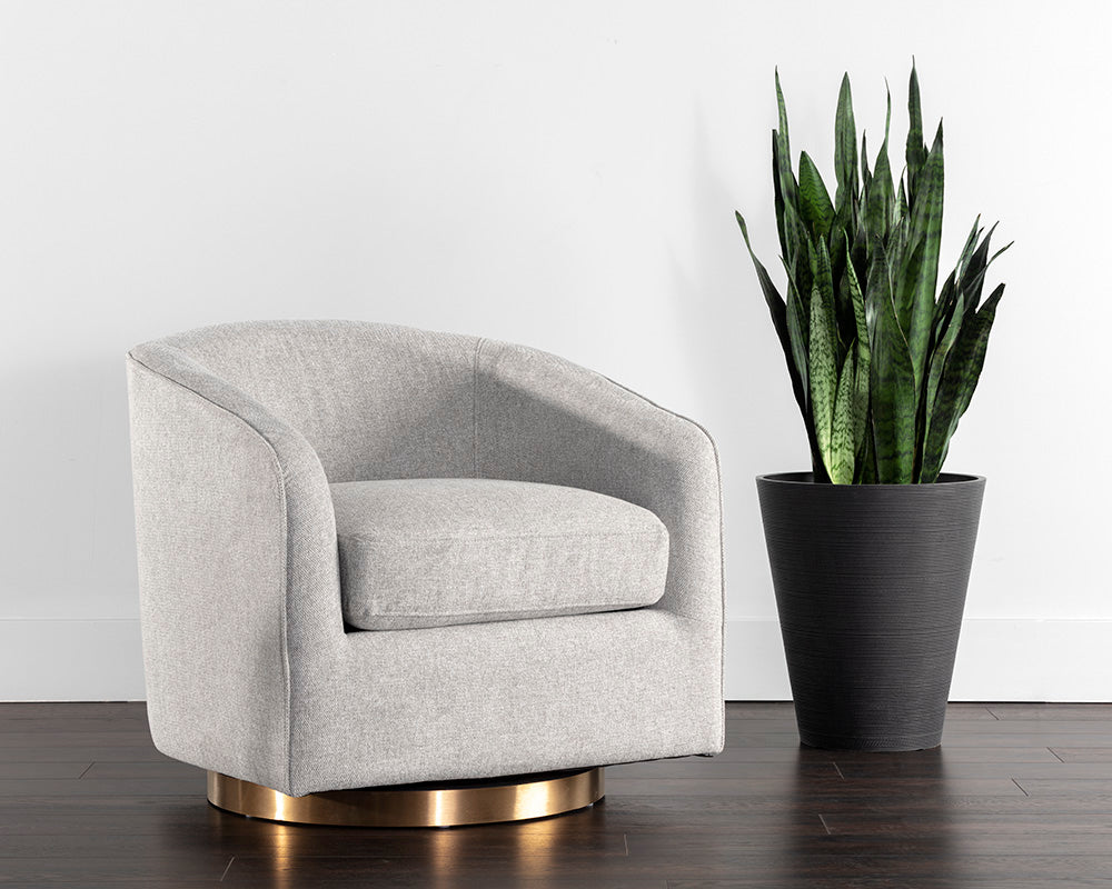 Hazel Swivel Lounge Chair - Gold - Belfast Heather Grey