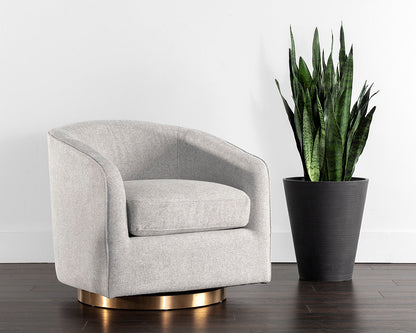 Hazel Swivel Lounge Chair - Gold - Belfast Heather Grey