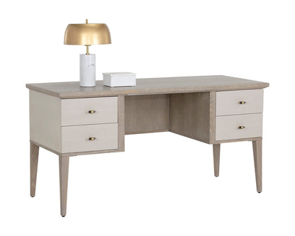 Pattinson Desk - White Ceruse - Oyster Shagreen