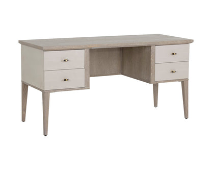 Pattinson Desk - White Ceruse - Oyster Shagreen