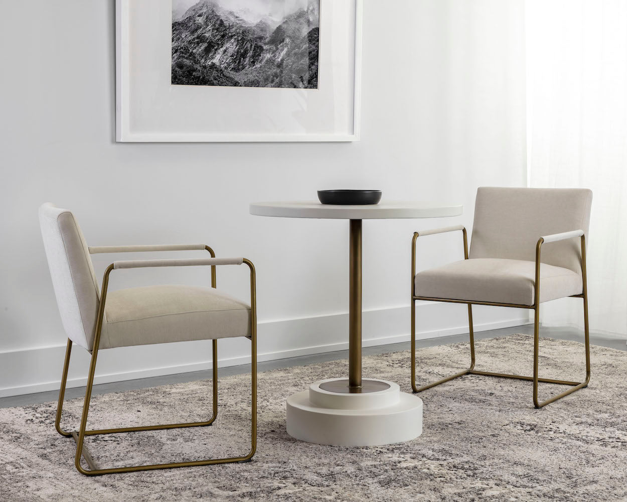 Marlowe Bistro Table - Antique Brass - White