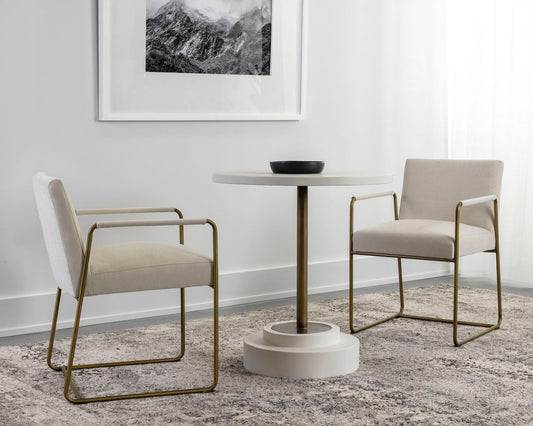 Marlowe Bistro Table - Antique Brass - White