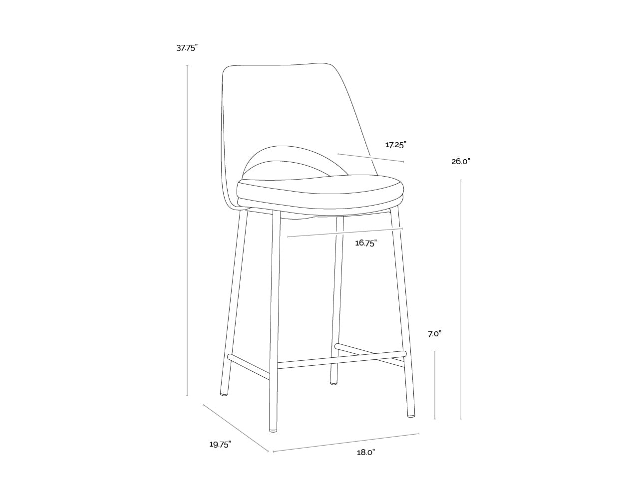 Radella Counter Stool - Bergen French Blue