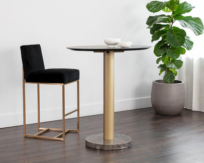 Monaco Bar Table - Gold - Grey Marble / Charcoal Grey