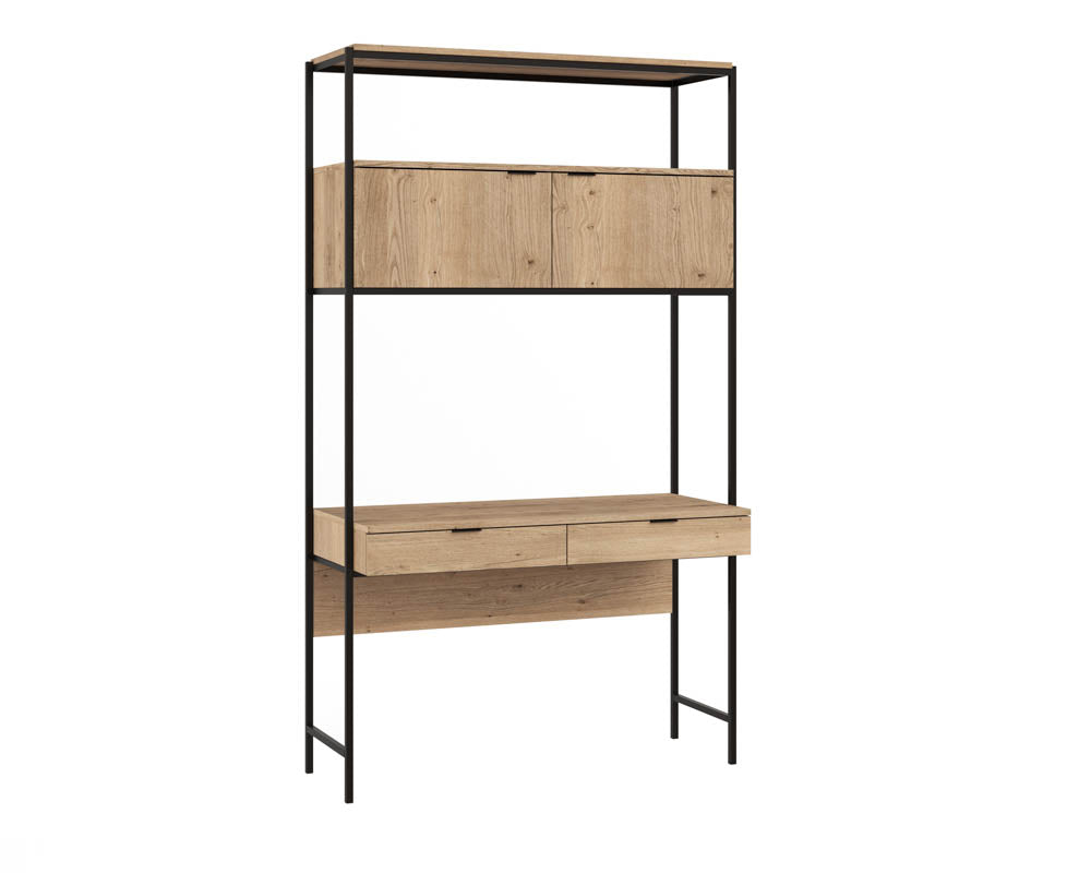 Ambrose Modular Wall Desk - Rustic Oak - Black