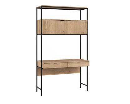 Ambrose Modular Wall Desk - Rustic Oak - Black
