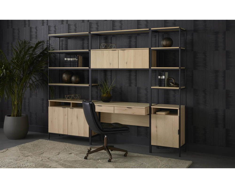 Ambrose Modular Wall Desk - Rustic Oak - Black