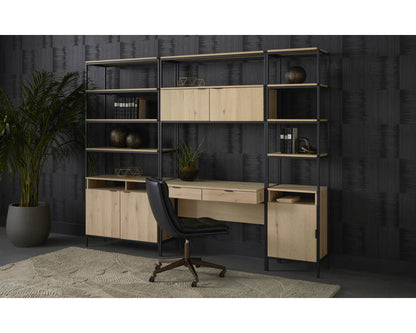 Ambrose Modular Wall Desk - Rustic Oak - Black