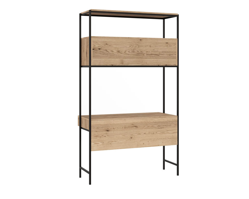 Ambrose Modular Wall Desk - Rustic Oak - Black