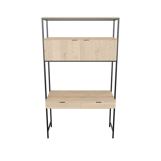 Ambrose Modular Wall Desk - Rustic Oak - Black