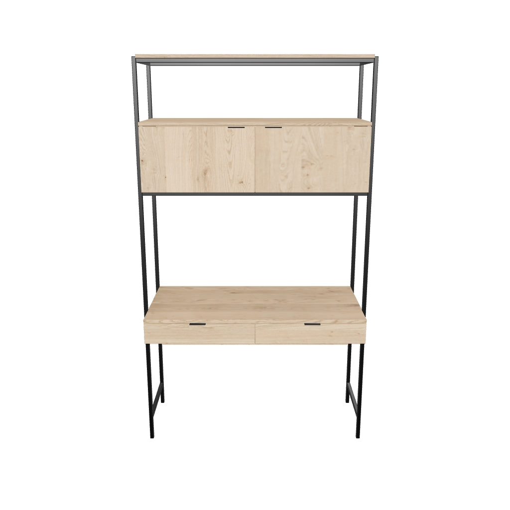Ambrose Modular Wall Desk - Rustic Oak - Black
