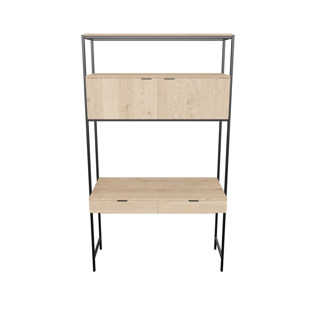 Ambrose Modular Wall Desk - Rustic Oak - Black