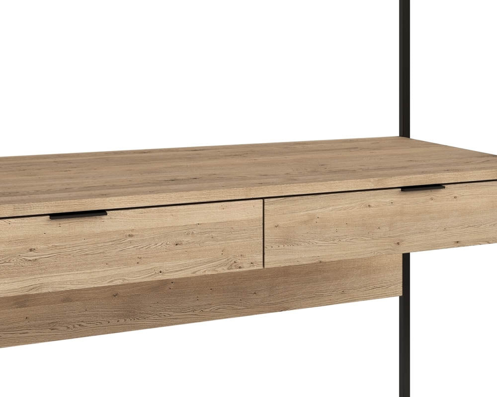 Ambrose Modular Wall Desk - Rustic Oak - Black