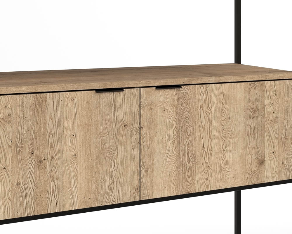 Ambrose Modular Wall Desk - Rustic Oak - Black