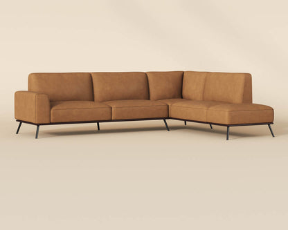 Brandi Sofa Chaise - RAF - Camel Leather