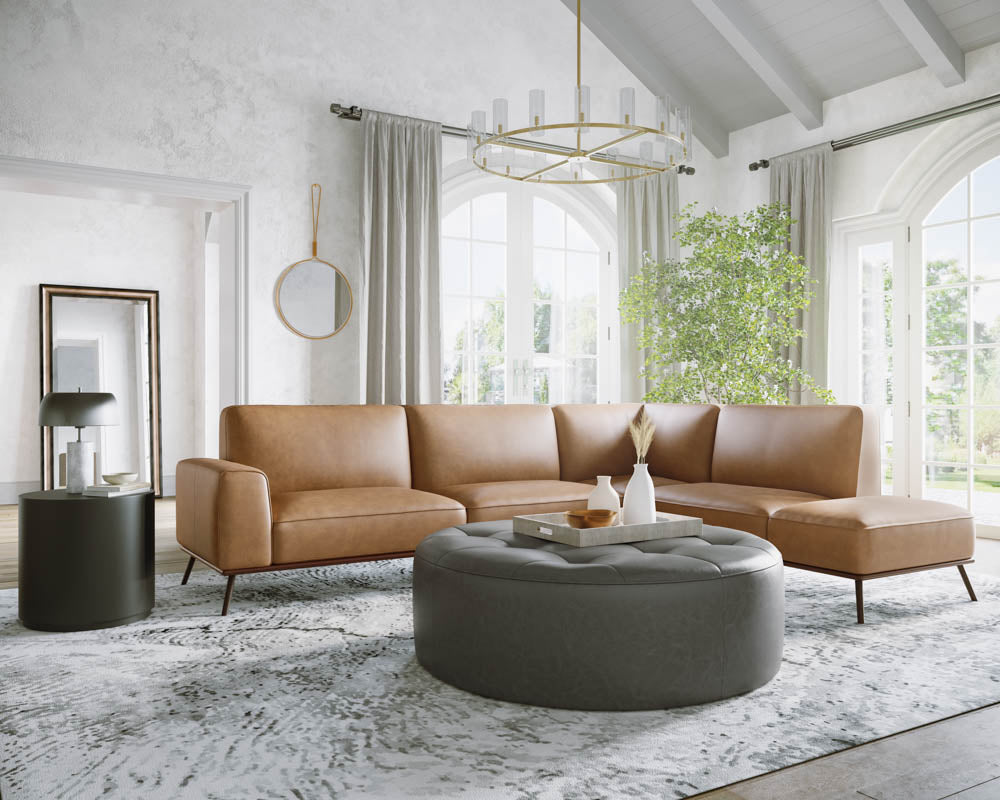 Brandi Sofa Chaise - RAF - Camel Leather