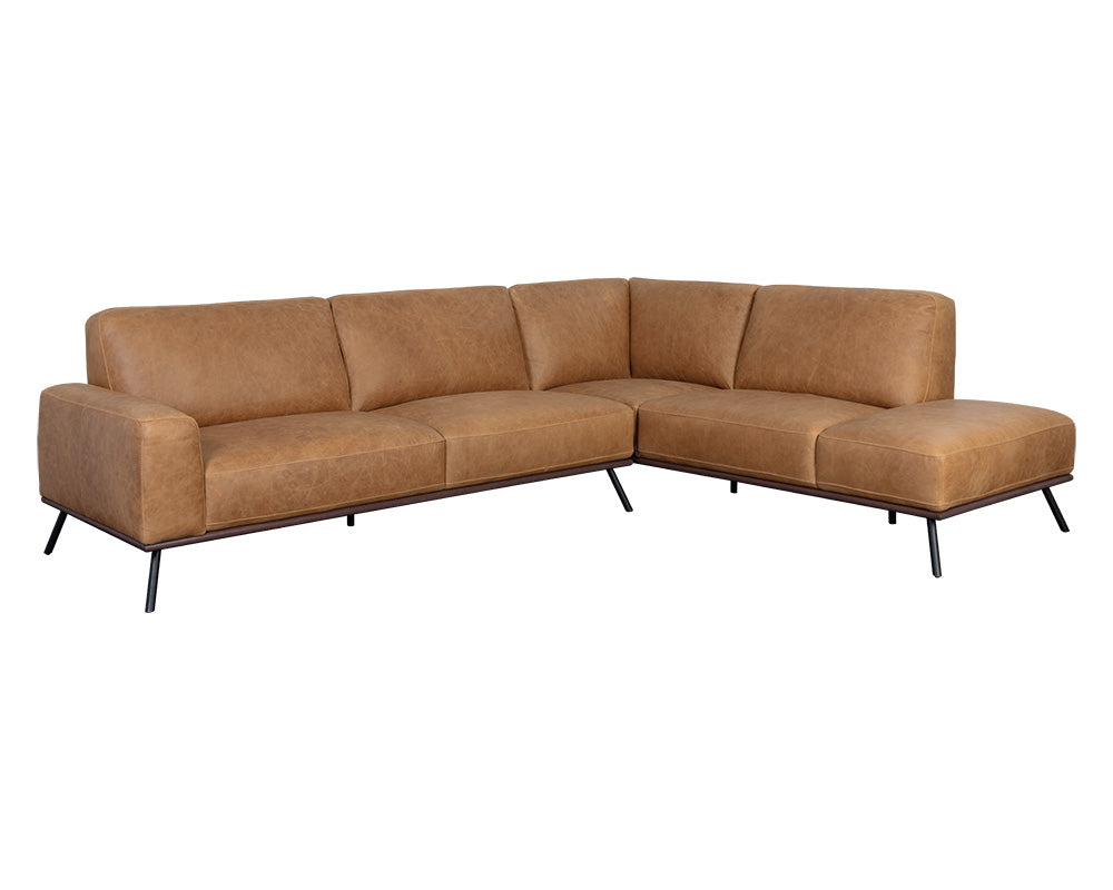 Brandi Sofa Chaise - RAF - Camel Leather