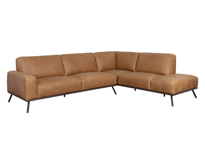 Brandi Sofa Chaise - RAF - Camel Leather