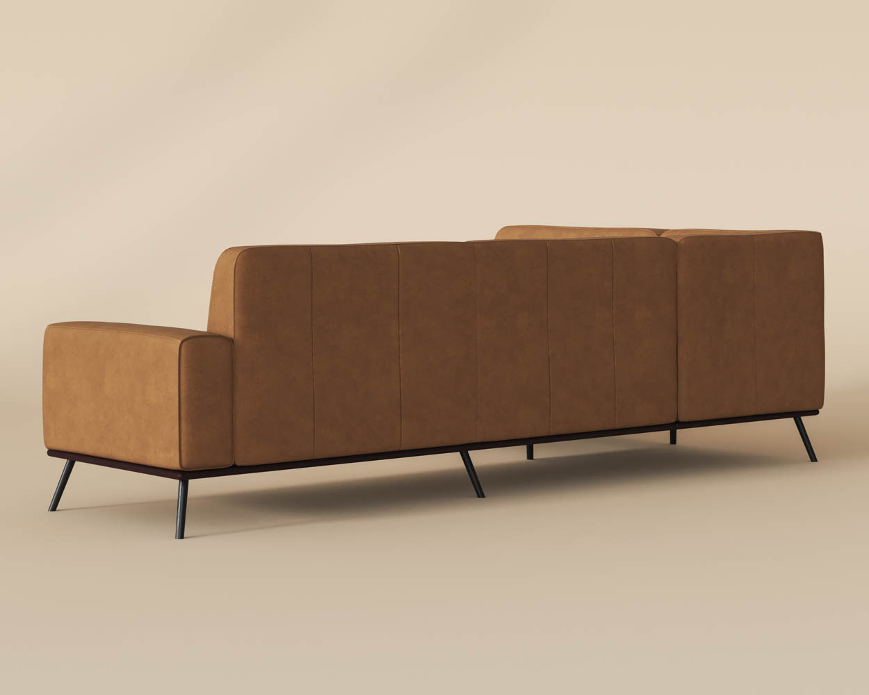Brandi Sofa Chaise - RAF - Camel Leather