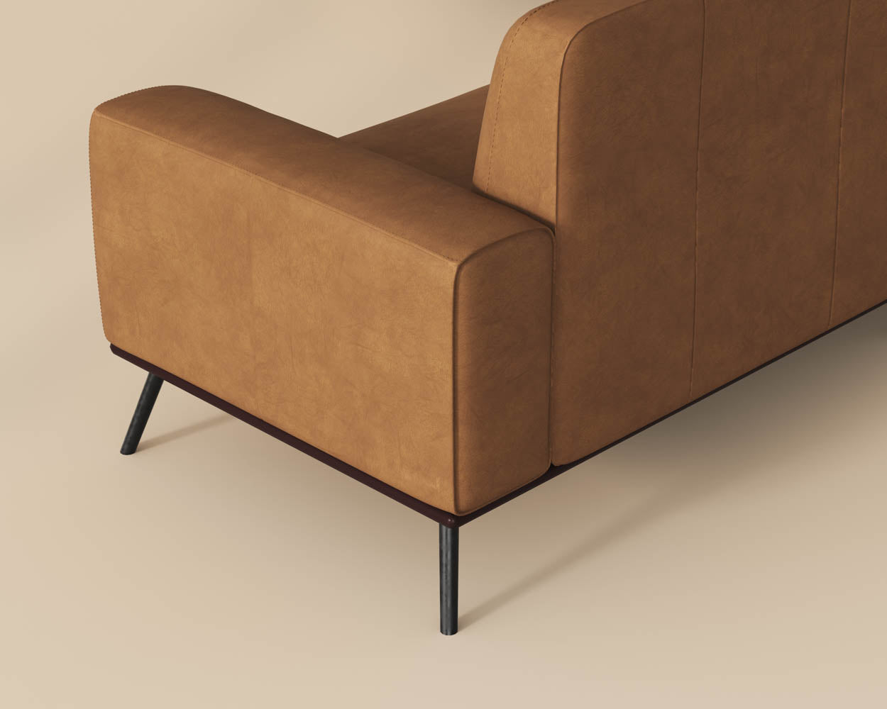 Brandi Sofa Chaise - RAF - Camel Leather