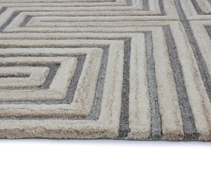 Oslow Hand-Tufted Rug - Beige / Grey