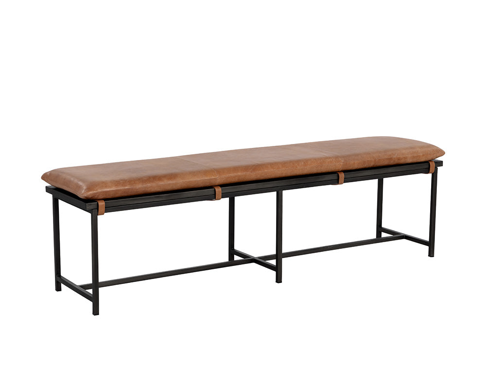 Zancor Bench - Gunmetal - Tan Leather