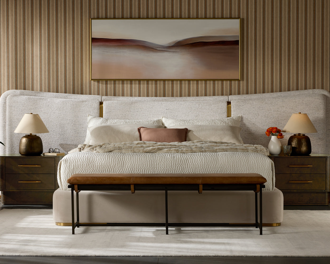 Zancor Bench - Gunmetal - Tan Leather
