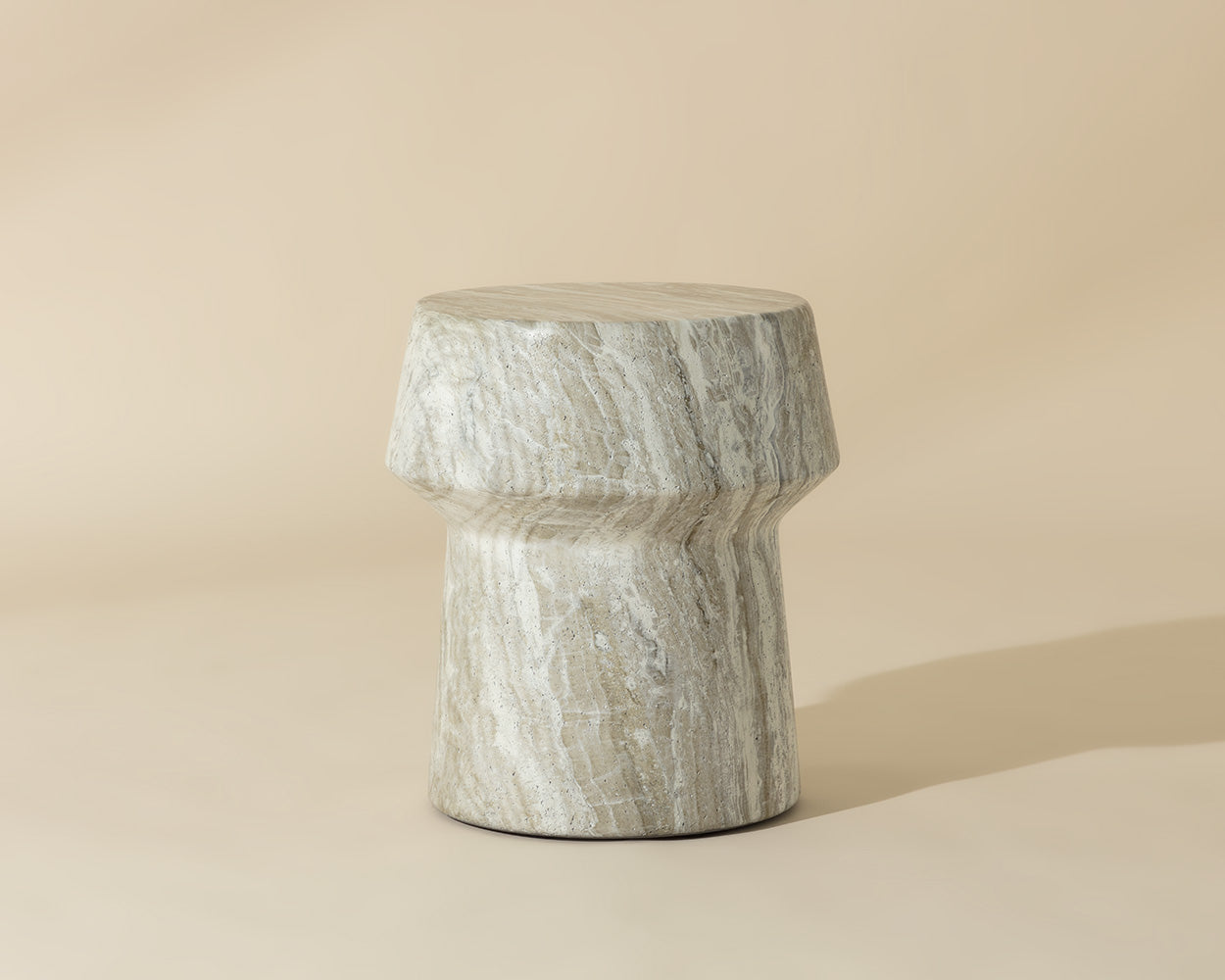 Brie End Table - Marble Look - Sand