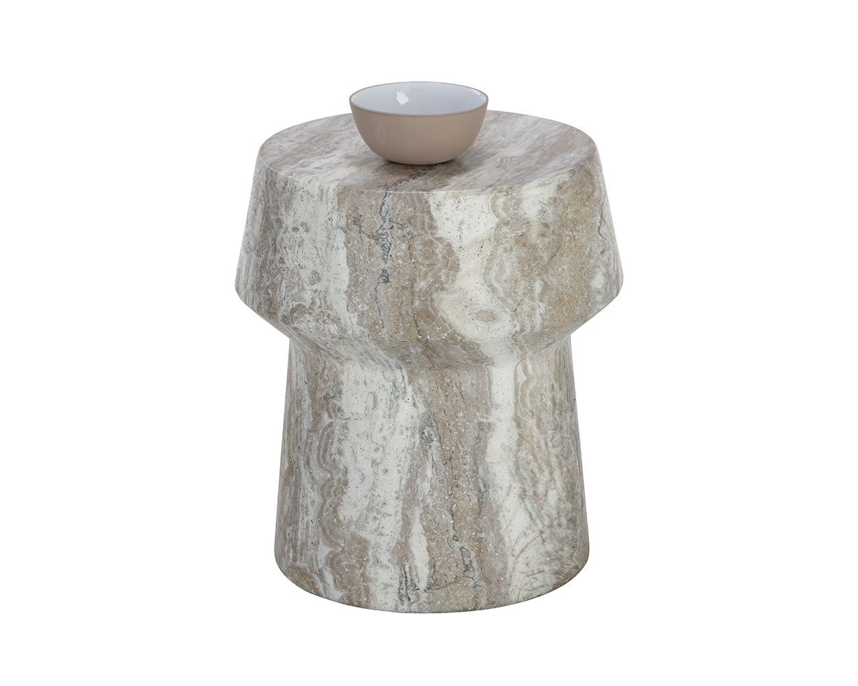 Brie End Table - Marble Look - Sand