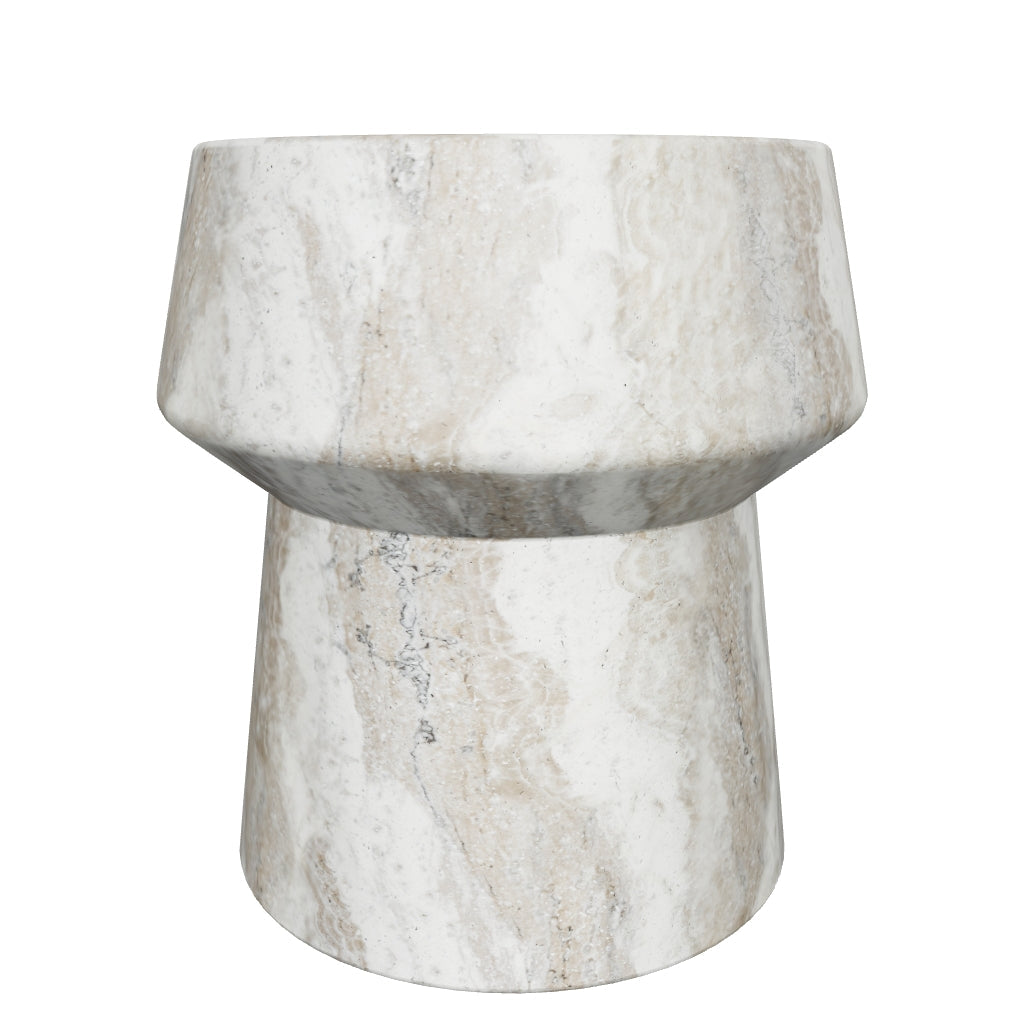Brie End Table - Marble Look - Sand