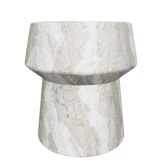 Brie End Table - Marble Look - Sand