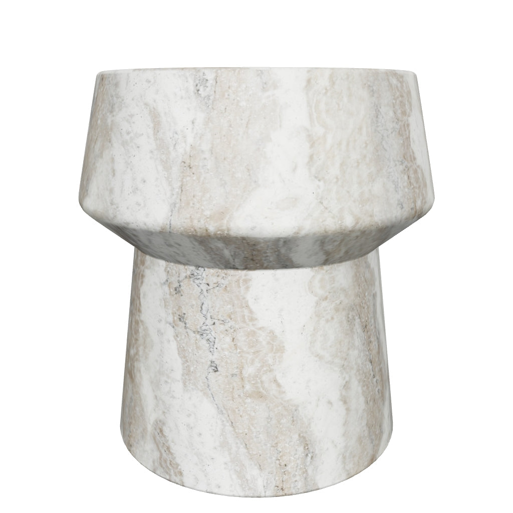 Brie End Table - Marble Look - Sand