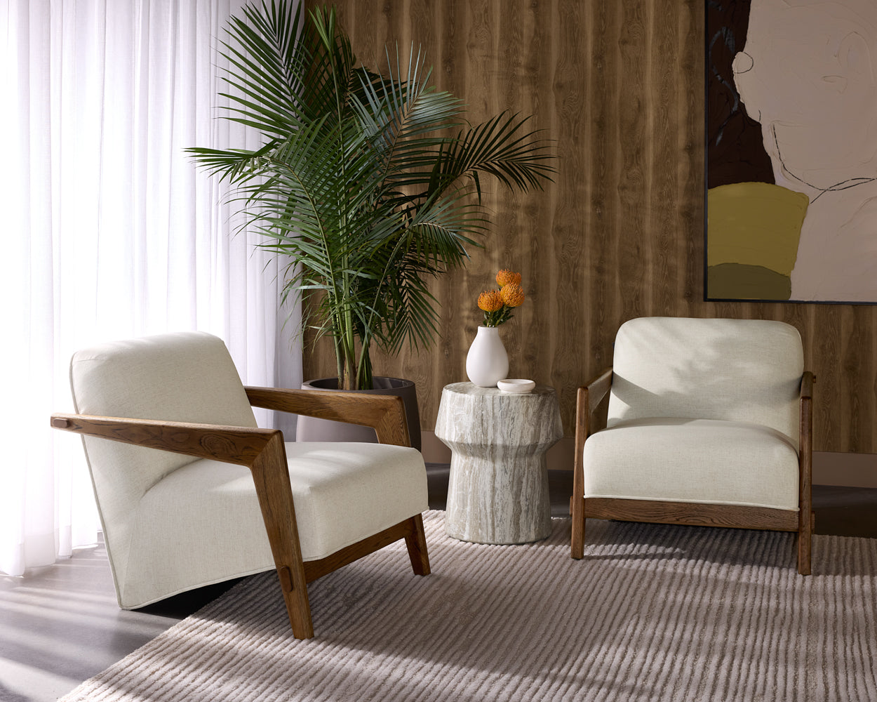 Brie End Table - Marble Look - Sand