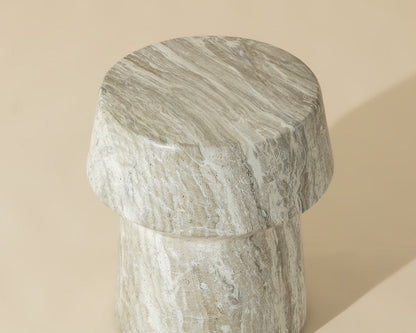 Brie End Table - Marble Look - Sand