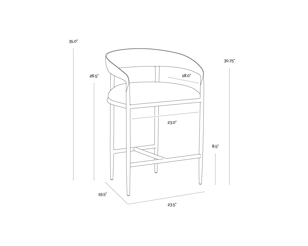 Zanatta Counter Stool - Zenith Taupe Grey