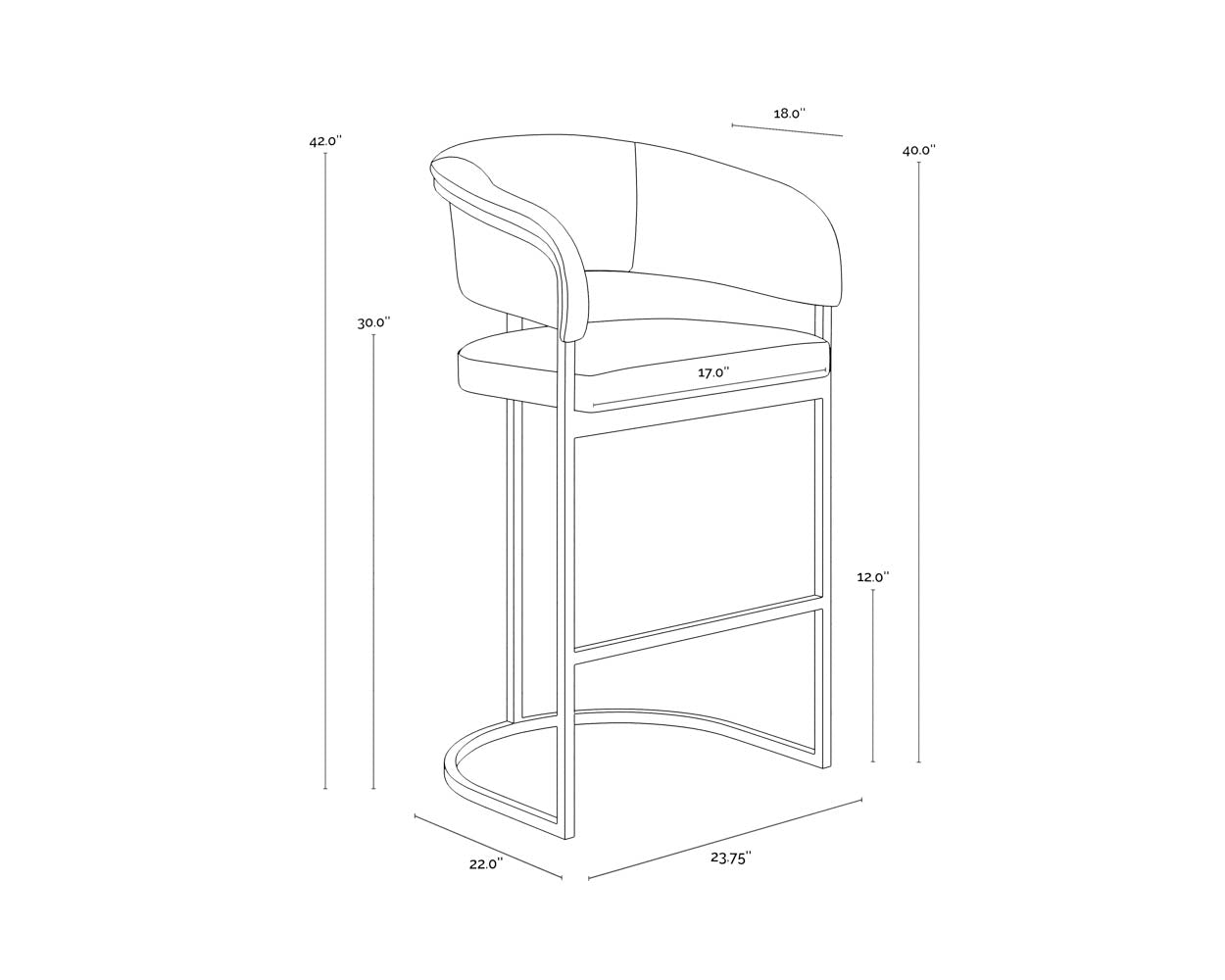 Marris Barstool - Gunmetal - Milliken Cognac