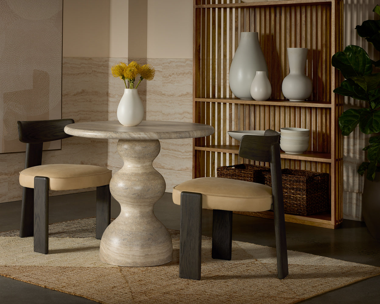 Horton Dining Chair - Dark Brown - Sahara Sand Leather