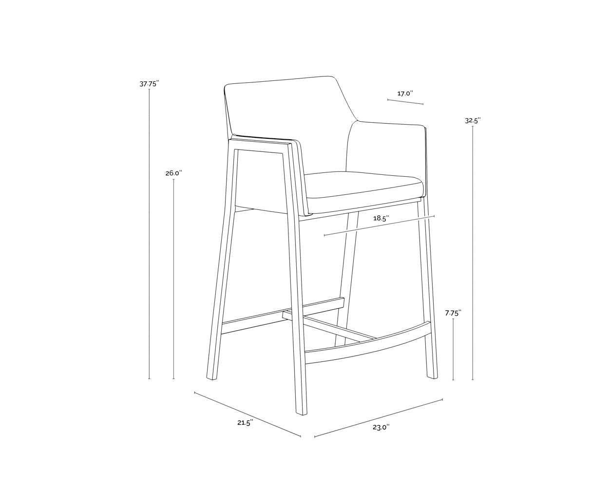 Bernadette Counter Stool - Kendall Grey