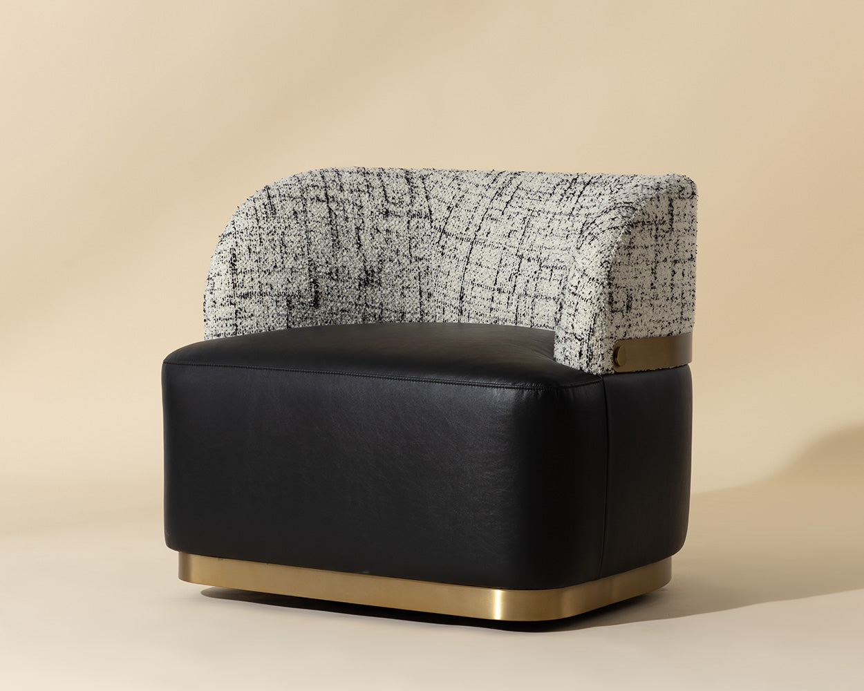 Brinda Swivel Lounge Chair - Bravo Black / Halton Birch