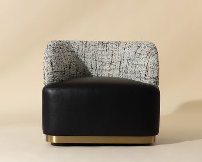 Brinda Swivel Lounge Chair - Bravo Black / Halton Birch