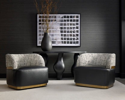 Brinda Swivel Lounge Chair - Bravo Black / Halton Birch