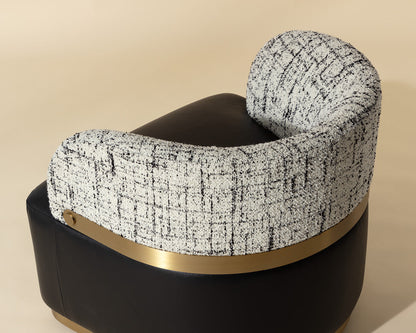 Brinda Swivel Lounge Chair - Bravo Black / Halton Birch