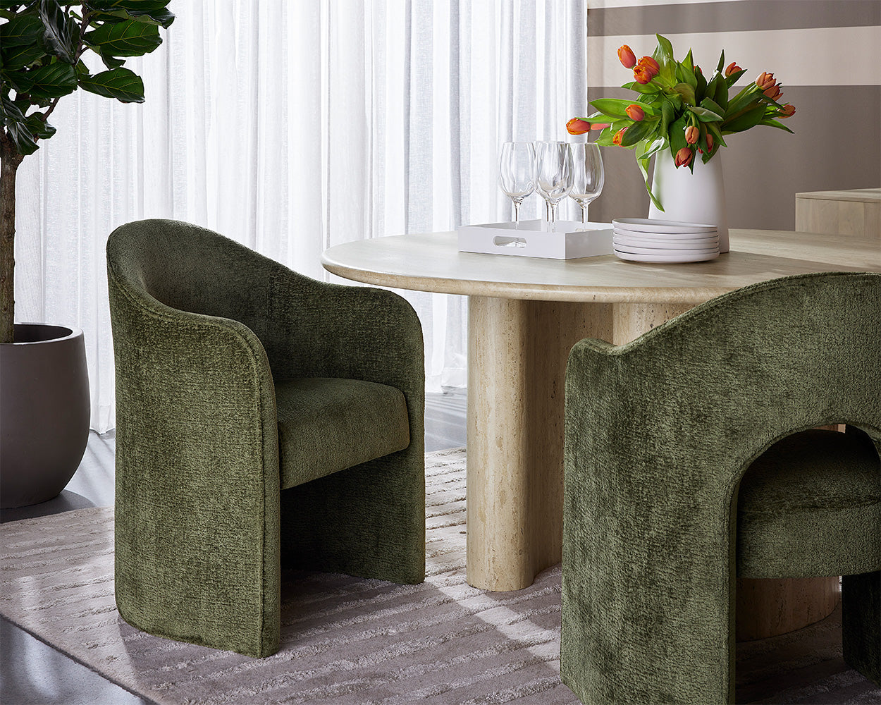 Anaya Dining Armchair - Bergen Olive