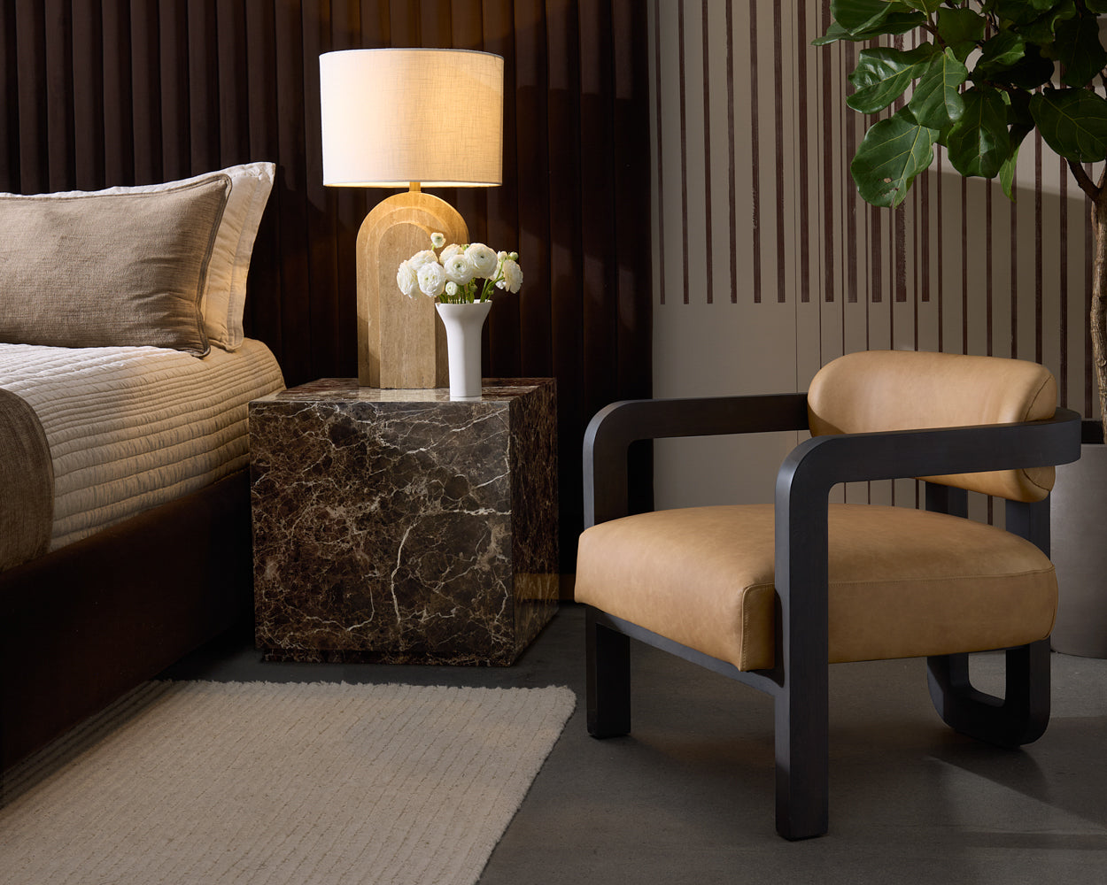 Madrone Lounge Chair - Brown - Ludlow Sesame Leather