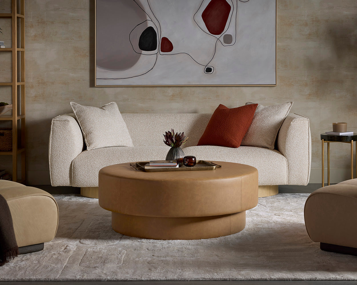 Arlo Ottoman - Milliken Cognac