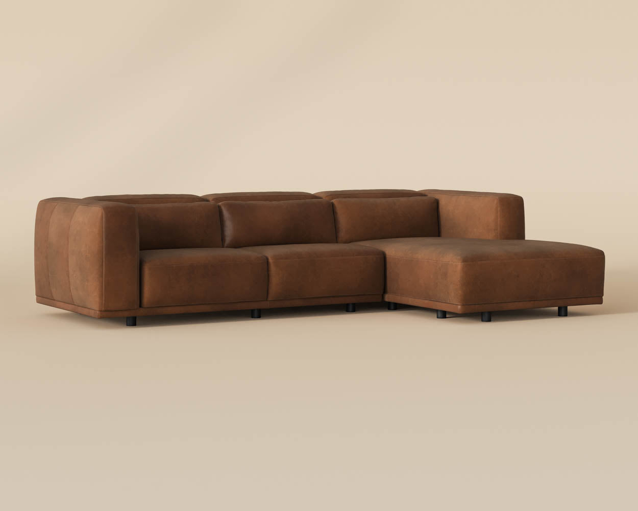 Beau Sofa Chaise - RAF - Lucia Tobacco Leather